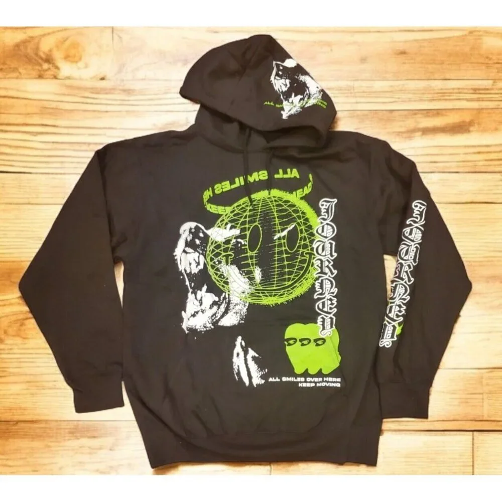 Fashion‎ Nova Hoodie Women's Size Large Black Green All Smiles Over Here NWOT